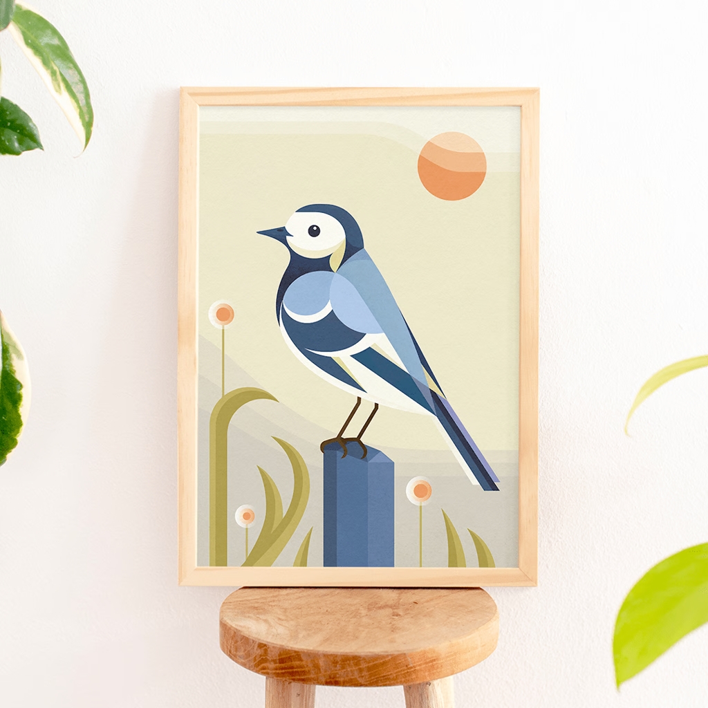 Poster met illustratie kwikstaartje