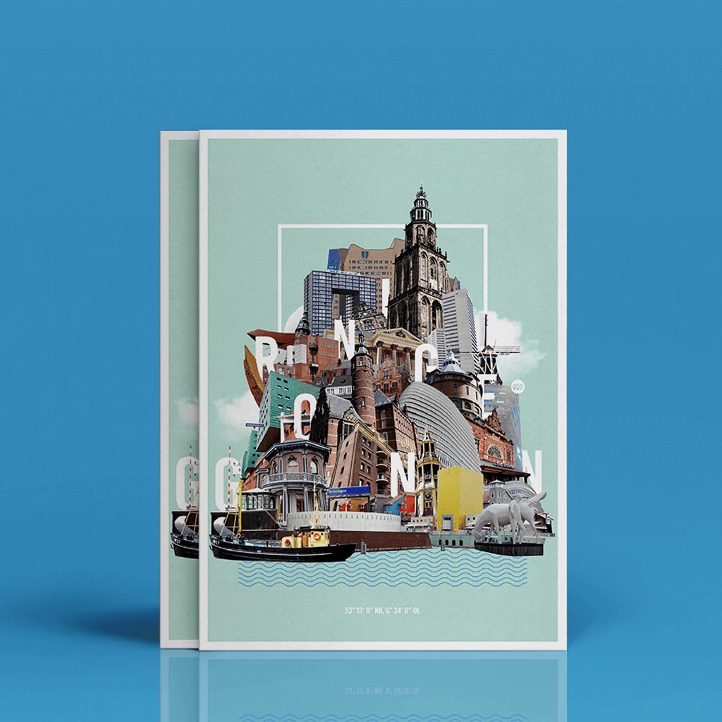 Poster met creatieve skyline Groningen