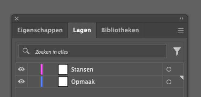 Lagen stans en opmaak Illustrator