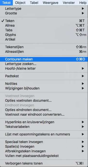 Lettertypes omzetten naar contouren in InDesign