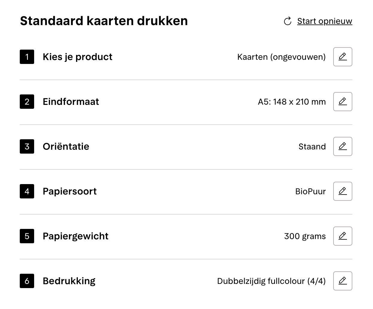 Specificaties invullen