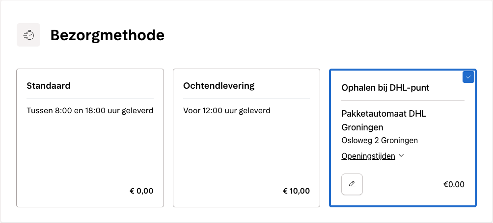 Afhaalpunt DHL selecteren