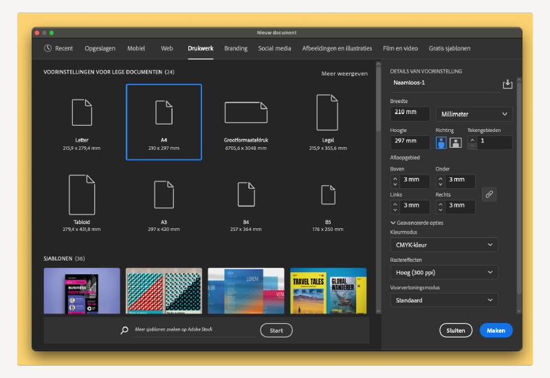 Afloop instellen Adobe Illustrator